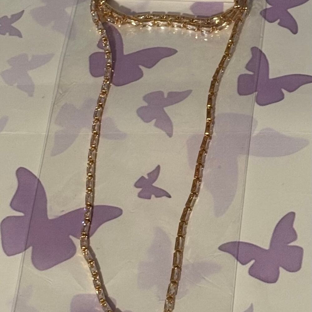 Crystal Haze Mini Baguette Lariat Necklace